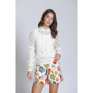 NEW APNY coastal tie waist shorts in seashell print